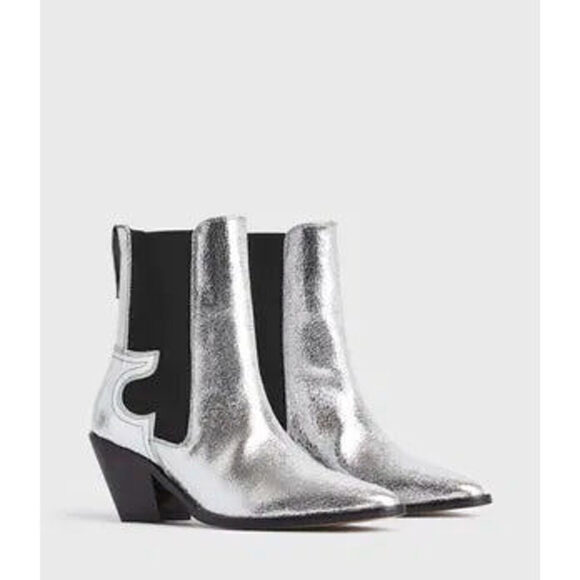 ALLSAINTS Sara Ankle Boot Silver - Picture 1 of 5